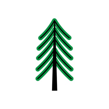 Vector decorated new year tree modern cartoon Christmas fir with xmas new year decorations, illustration