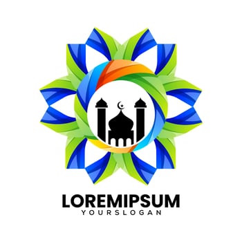 mosque abstract colorful icon logo design vector