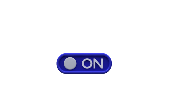 unique 3d rendering blue on toggle switch button isolated.Trendy and modern in 3d style. png