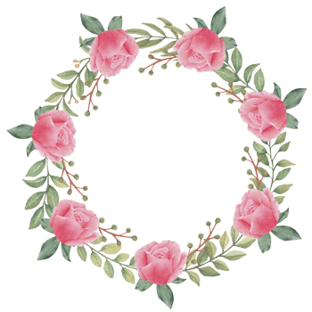 Watercolor Wreath Rose and Greenery Leaf png