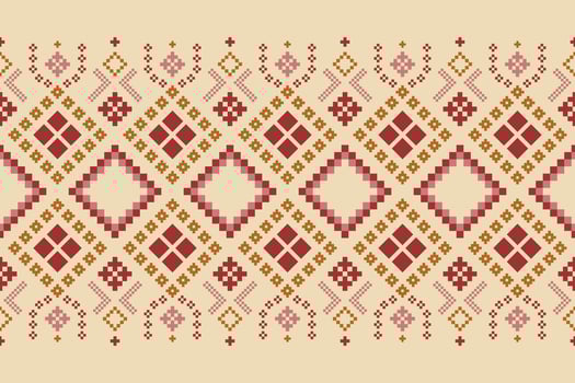 Nature vintages cross stitch traditional ethnic pattern paisley flower Ikat background abstract Aztec African Indonesian Indian seamless pattern for fabric print cloth dress carpet curtains and sarong vector