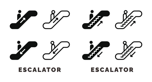Escalator icon set isolated on white background vector