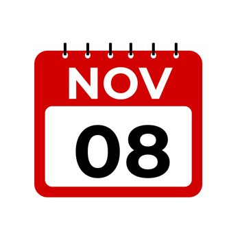 November 8 calendar reminder. 8 November daily calendar icon template. png