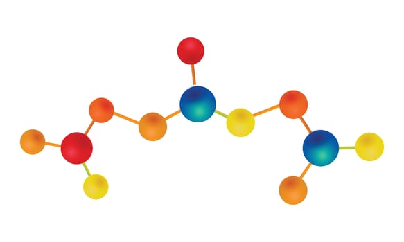 Vector realistic atomic molecule, atoms for chemistry and science