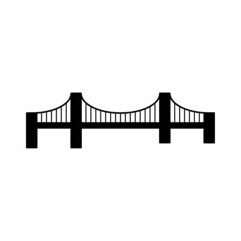 Suspension bridge silhouette vector. City bridge silhouette can be used as icon, symbol or sign. Bridge icon vector for design of architecture, highway or city