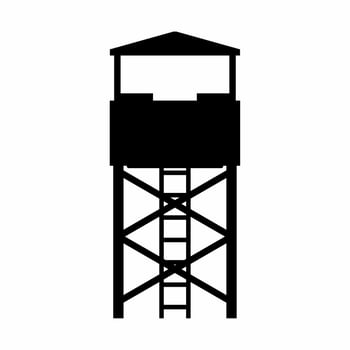 Watchtower silhouette vector. Guard tower silhouette can be used as icon, symbol or sign. Guard post icon vector for design of military, security or defense