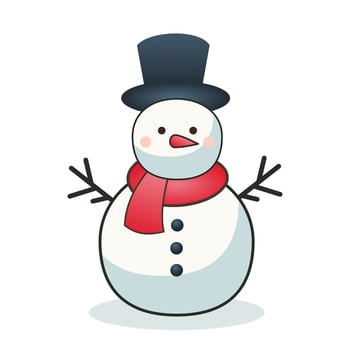 snowman with scarf and hat vector