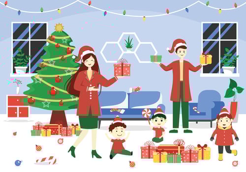 Christmas Celebration with Family vector