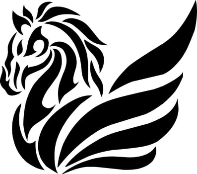 illustration vector graphic of tribal art Pegasus horse