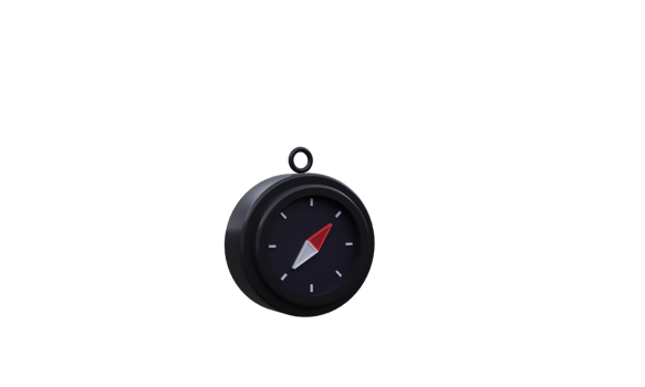 unique 3d rendering minimal black compass isolated.Trendy and modern in 3d style. png