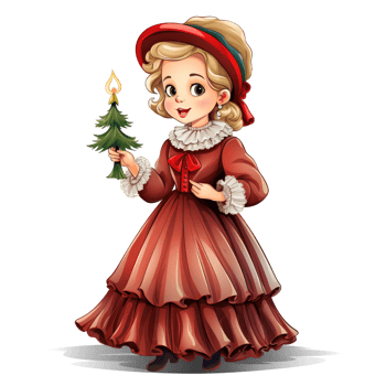 Yuletide Christmas Caroler isolated on white background png