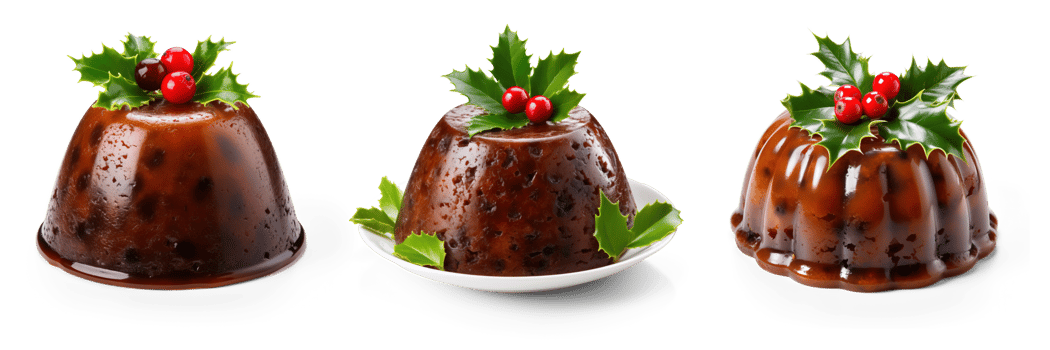 AI generated Set of Traditional Christmas Pudding isolated on transparent background png