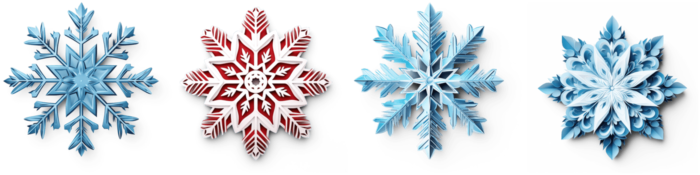AI generated Set of Artistic Christmas Snowflake isolated on transparent background png