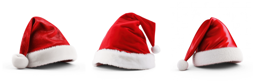 AI generated Set of Charming Christmas Santa Hat isolated on transparent background png