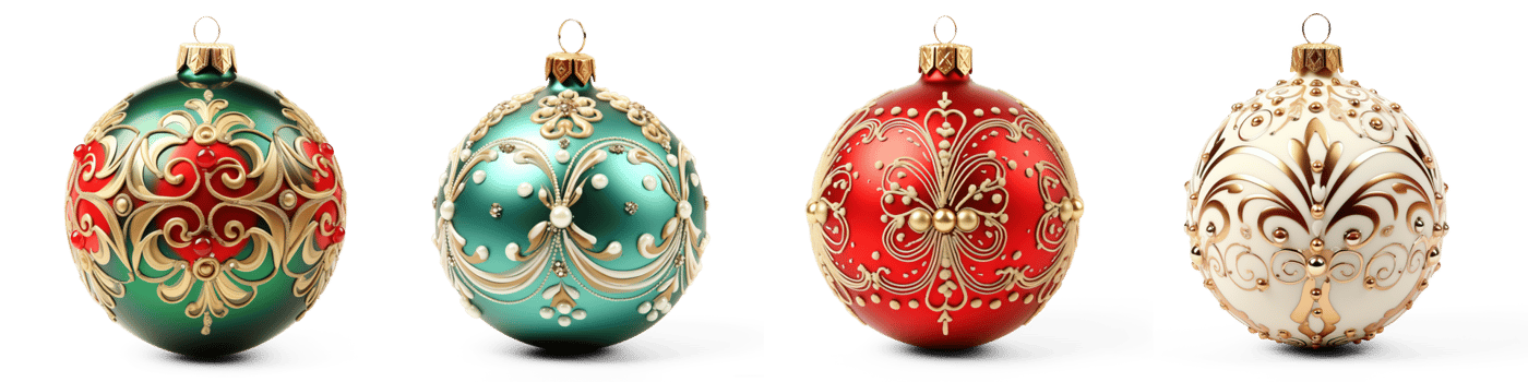AI generated Set of littering Christmas Bauble isolated on transparent background png