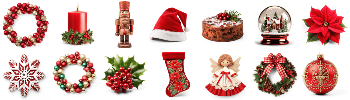 AI generated Set of Sparkling Christmas Star isolated on transparent background png
