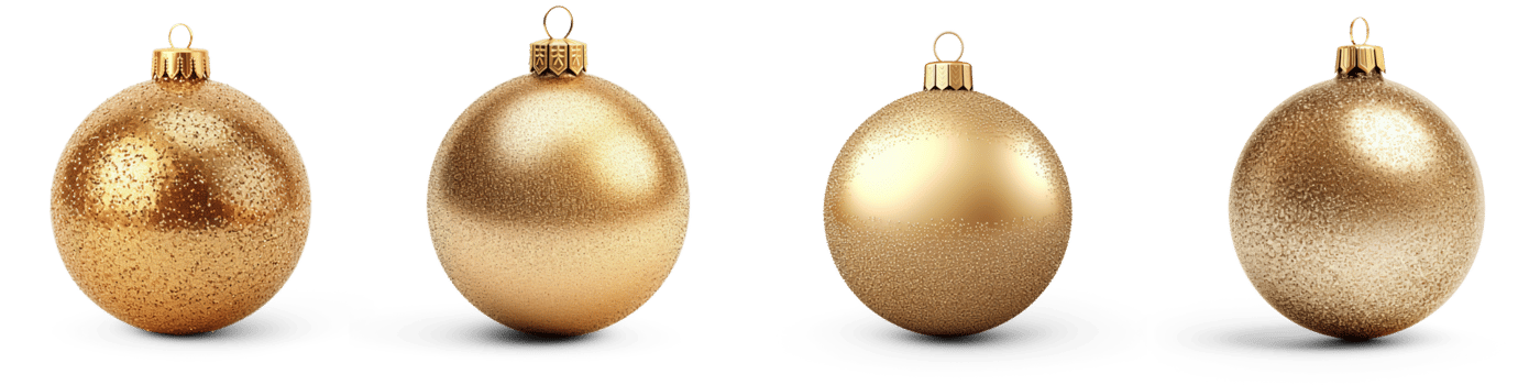 AI generated Set of littering Christmas golden Bauble isolated on transparent background png