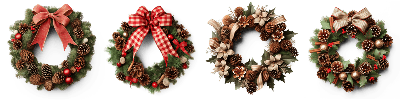 AI generated Rustic Christmas Wreath isolated on transparent background png