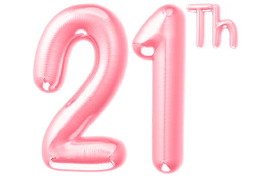 pink birthday balloons with the number on transparent background png