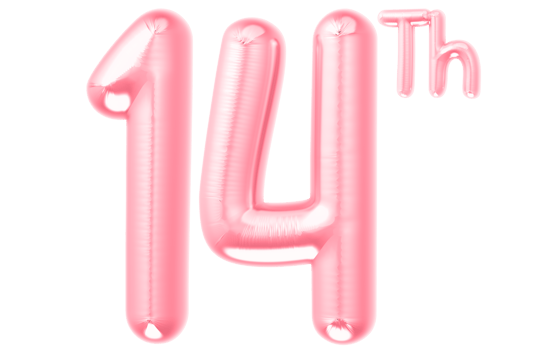 pink birthday balloons with the number on transparent background png