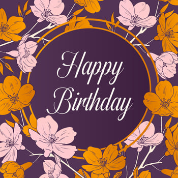 Birthday greeting with floral background vector
