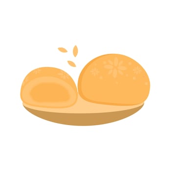flat illustration of mango flavored mochi vector