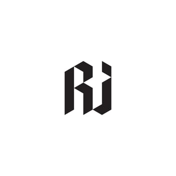 RJ geometric and futuristic concept high quality logo design vector