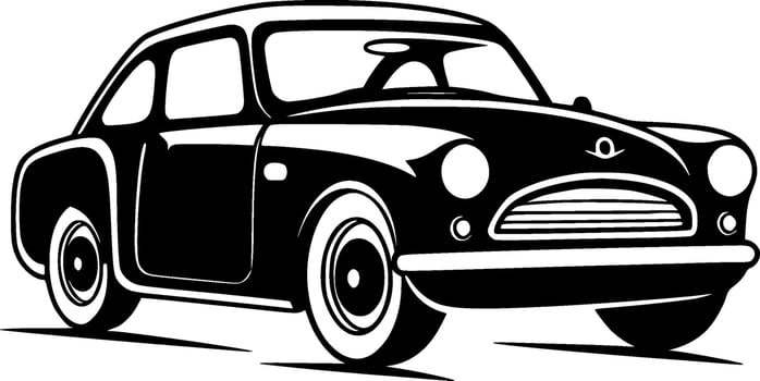 Car - Black and White Isolated Icon - Vector illustration