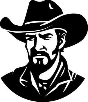 Cowboy, Black and White Vector illustration