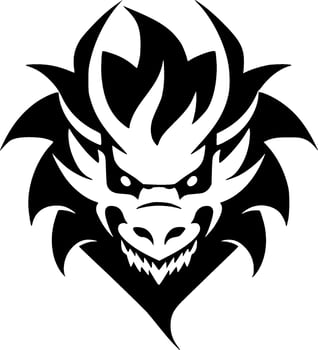 Dragon, Black and White Vector illustration