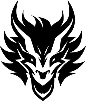 Dragon, Black and White Vector illustration