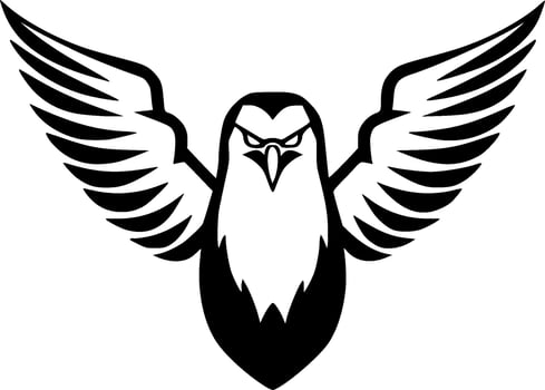 Eagle, Black and White Vector illustration