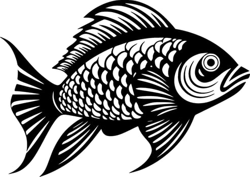Fish, Black and White Vector illustration