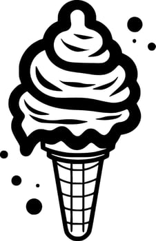 Ice Cream, Black and White Vector illustration