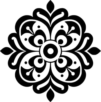 Mandala, Black and White Vector illustration