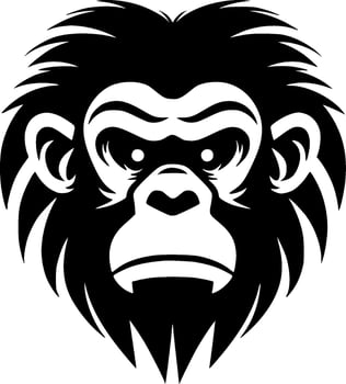 Monkey - Black and White Isolated Icon - Vector illustration