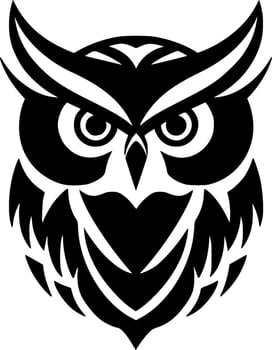 Owl, Black and White Vector illustration