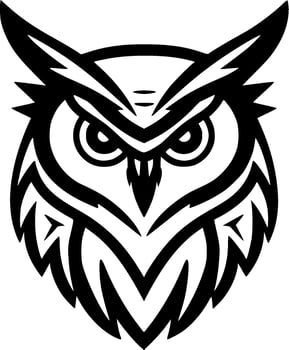 Owl, Black and White Vector illustration
