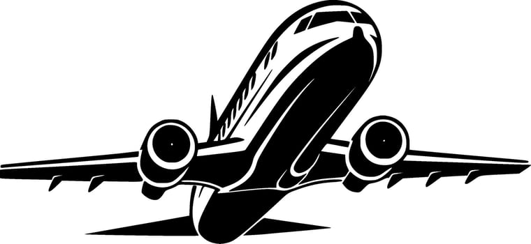 Plane - Black and White Isolated Icon - Vector illustration