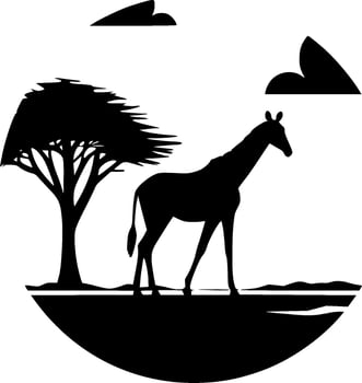 Safari, Black and White Vector illustration