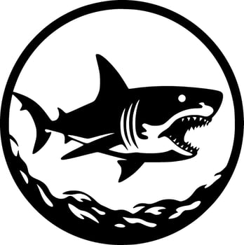 Shark - Black and White Isolated Icon - Vector illustration