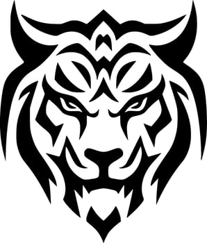 Tiger, Black and White Vector illustration