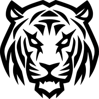 Tiger - Black and White Isolated Icon - Vector illustration