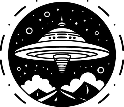 UFO, Black and White Vector illustration