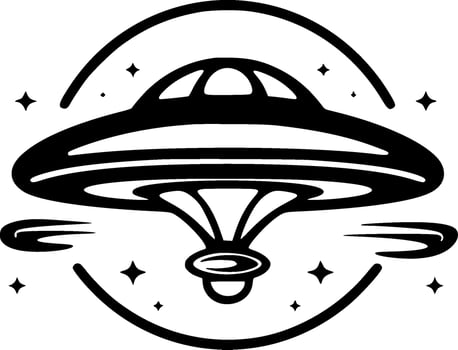 UFO, Black and White Vector illustration