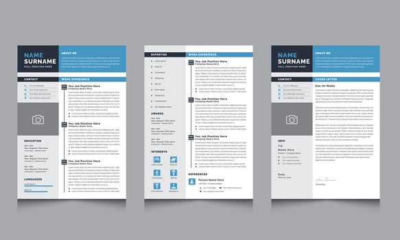 Modern Resume Layout with Cover Letter Design Element vector