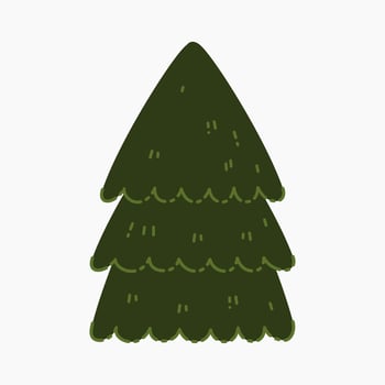 A cute plain Christmas tree, spruce, pine, conifer without decoration, flat vector illustration isolated on white background. Merry Christmas and Happy New Year.