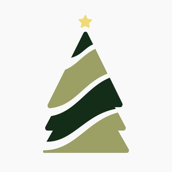 A cute Christmas tree, flat vector illustration isolated on white background. Merry Christmas and Happy New Year.
