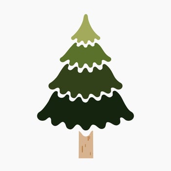 A cute plain Christmas tree, spruce, pine, conifer without decoration, flat vector illustration isolated on white background. Merry Christmas and Happy New Year.