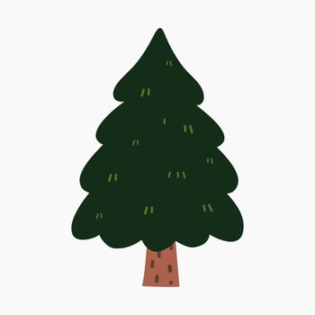 A cute plain Christmas tree, spruce, pine, conifer without decoration, flat vector illustration isolated on white background. Merry Christmas and Happy New Year.